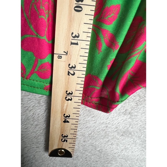 Boohoo Cold Shoulder Bell Sleeve Ruffle Floral Dress Tunic Top Green Pink US 14 - Picture 8 of 9